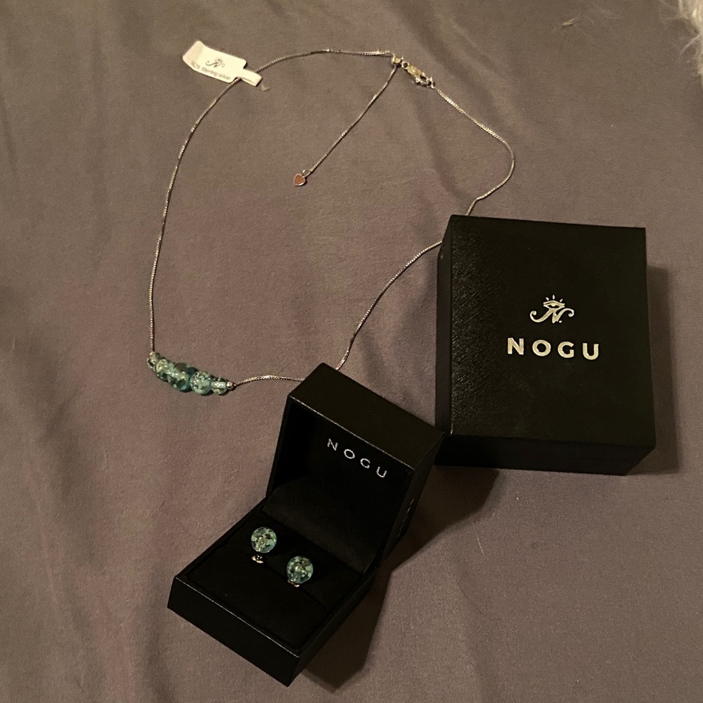 NOGU Silver Necklace with Blue Accents